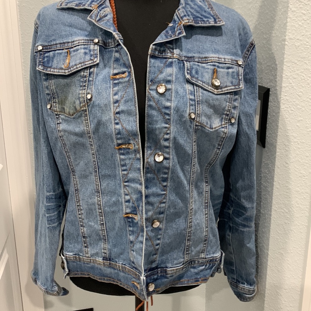 Jean Jacket by Diane Gilman with Rhinestone Buttons! Size Medium